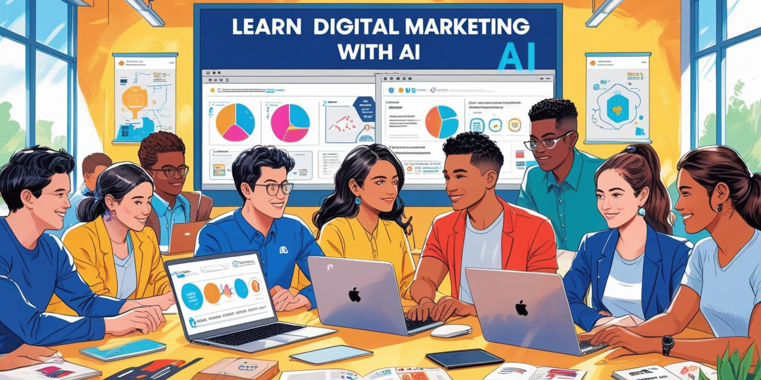 student learning digital marketing with ai