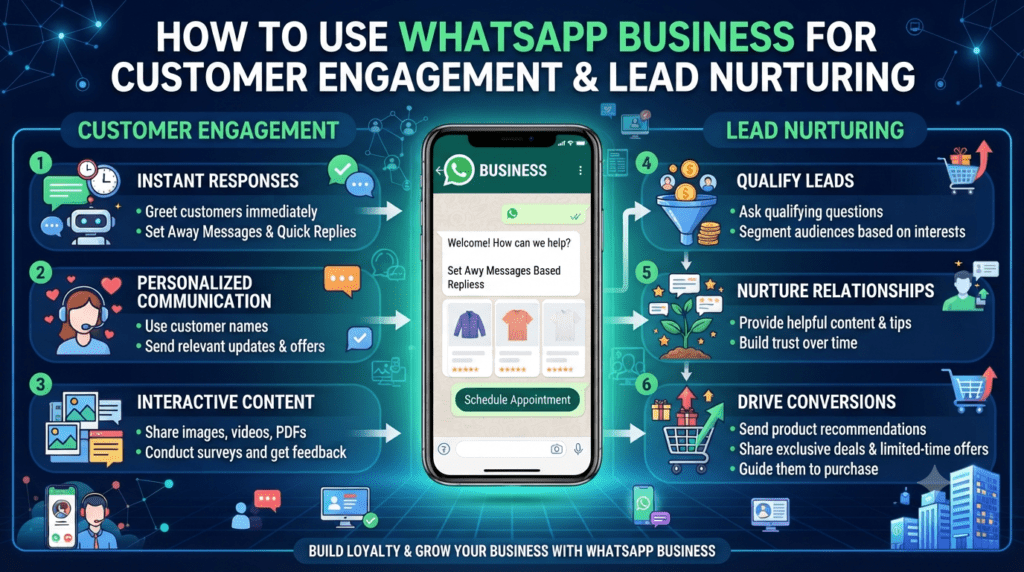 how to use whatsapp business for customer enagaement and lead nurturing