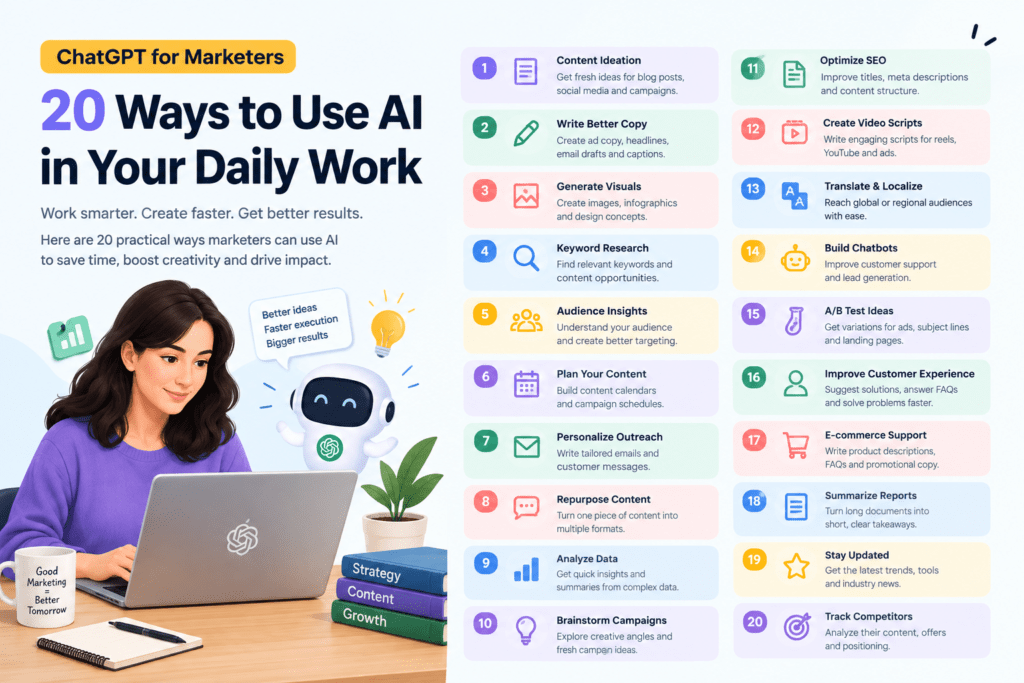 ChatGPT for Marketers : 20 Ways to Use AI in Your Daily Work